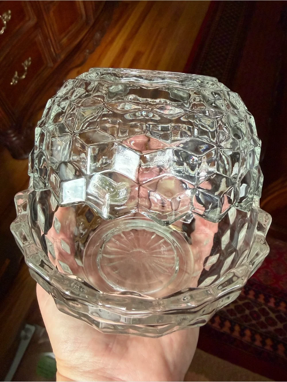 Vtg Fostoria American Cubist Clear Glass Fairy Lamp Candle Votive Holder 5